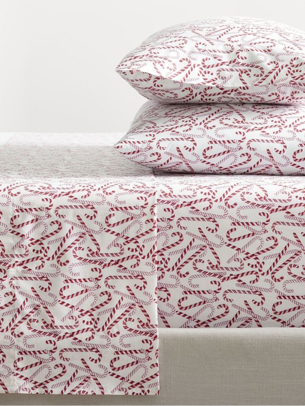 Pottery Barn Candy Canes Percale Queen Sheet Set Fitted ONLY*** NWOT